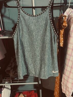 Nike Grey Striped Tank Top with Black Trim